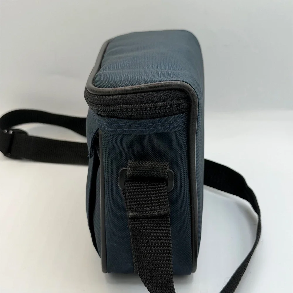 Fuji Vintage Camera Bag Navy Blue Nylon Padded Shoulder Strap Travel Case